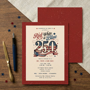 Invitation Fête de barbecue rouge blanc bleu patriotique du 4