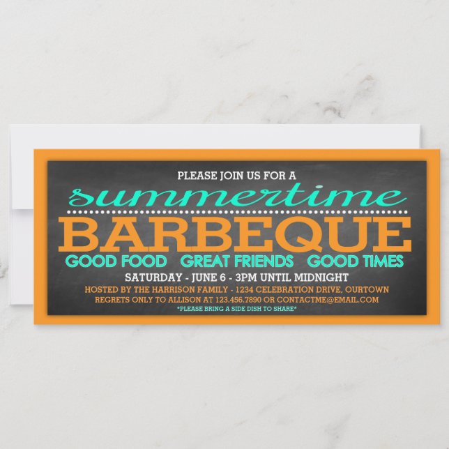 Invitation Fête de barbeque d'été (Devant)