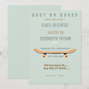 Invitation Fête de bébé à bord d'un skateboard