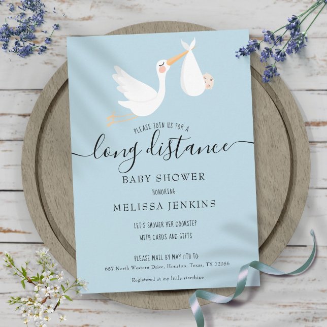 Invitation Fête de Bébé à Distance par la Poste (Long Distance Shower Baby Sprinkle By Mail Invitation)