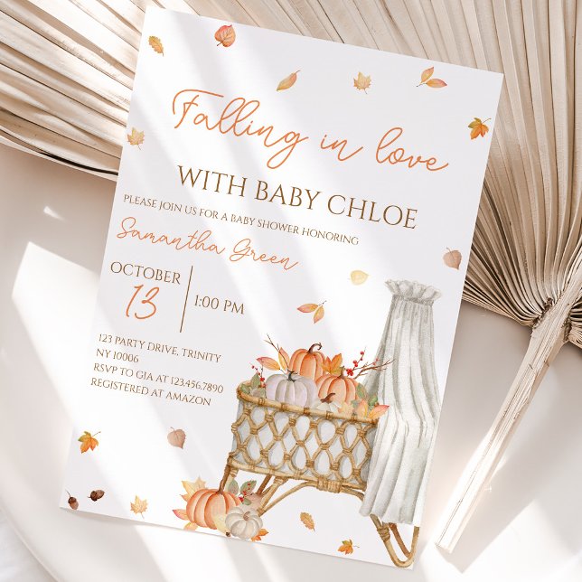 Invitation Fête de Bébé à la Citrouille Tombe amoureuse (Créateur téléchargé)