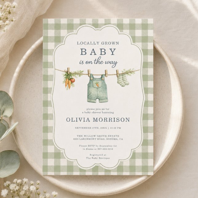 Invitation Fête de Bébé à la Lessive en Vichy Local (Créateur téléchargé)