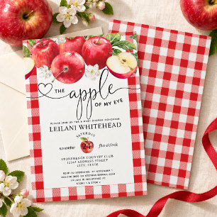 Invitation Fete de Bebe a l'Apple de Mon Oeil Rouge Gingham A