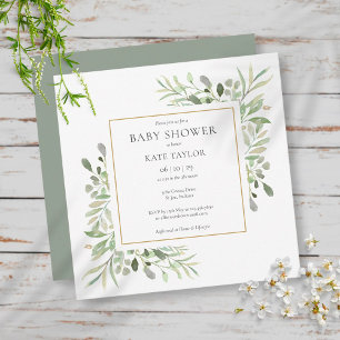 Invitation Fête de bébé à l'aquarelle dorée / Sprinkle