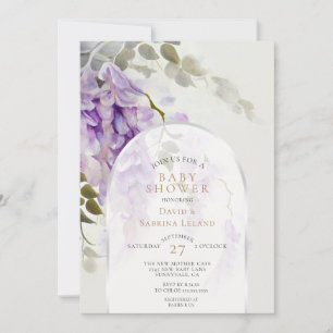 Invitation Fête de bébé à l'aquarelle florale de glycine mode