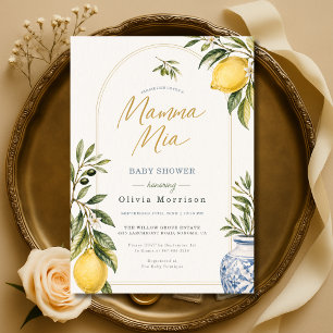 Invitation Fête de Bébé à l'aquarelle italienne Mama Mia