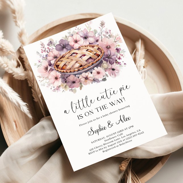Invitation Fête de Bébé à l'aquarelle Little Cutie Pie (Créateur téléchargé)
