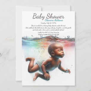 Invitation Fête de Bébé à l'Aquarelle Sous-Marin