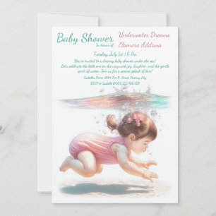 Invitation Fête de Bébé à l'Aquarelle Sous-Marin