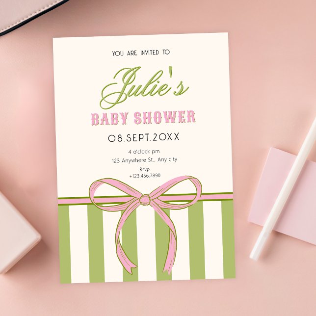 Invitation Fête de bébé à nœud (Créateur téléchargé)
