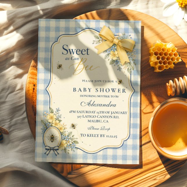 Invitation Fête de Bébé Abeille Mignonne Prépa (Créateur téléchargé)