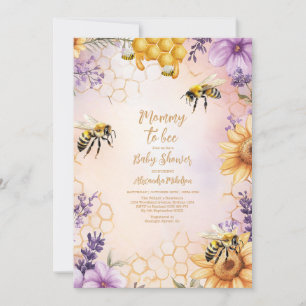Invitation Fête de Bébé Abeille Tournesol Maman Pour Devenir