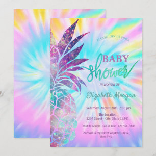 Invitation Fête de bébé Adorable Tie-Dye Ananas