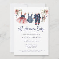 Fête de bébé américaine sur une corde à linge patr