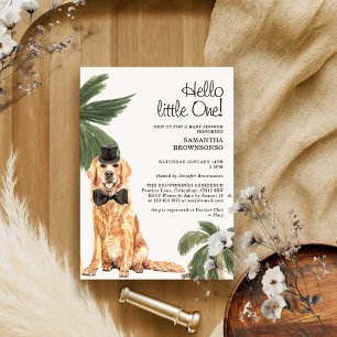 Invitation Fête de bébé animal tropical palmier Retriever dor