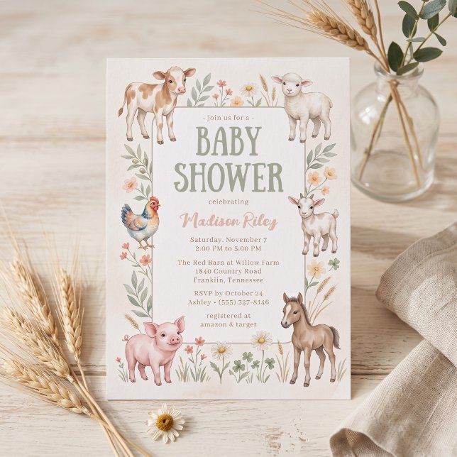Invitation Fête de Bébé Animaux de la Ferme (Créateur téléchargé)