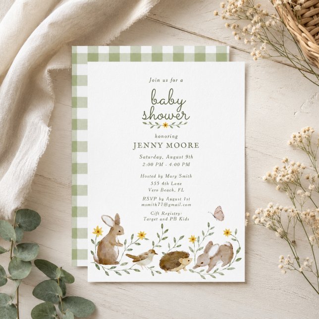 Invitation Fête de Bébé Animaux de la Forêt (Woodland Animals Baby Shower Party Invitation)
