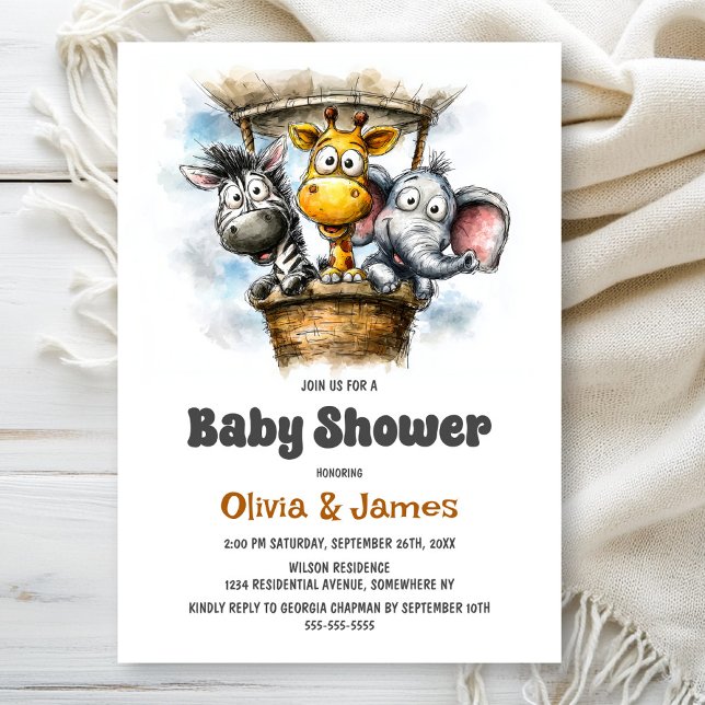 Invitation Fête de Bébé Animaux de Safari (Créateur téléchargé)