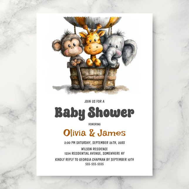Invitation Fête de Bébé Animaux de Safari (Créateur téléchargé)