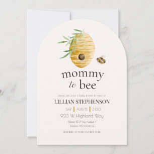 Invitation Fête de Bébé Aquarelle Bumblebee Maman