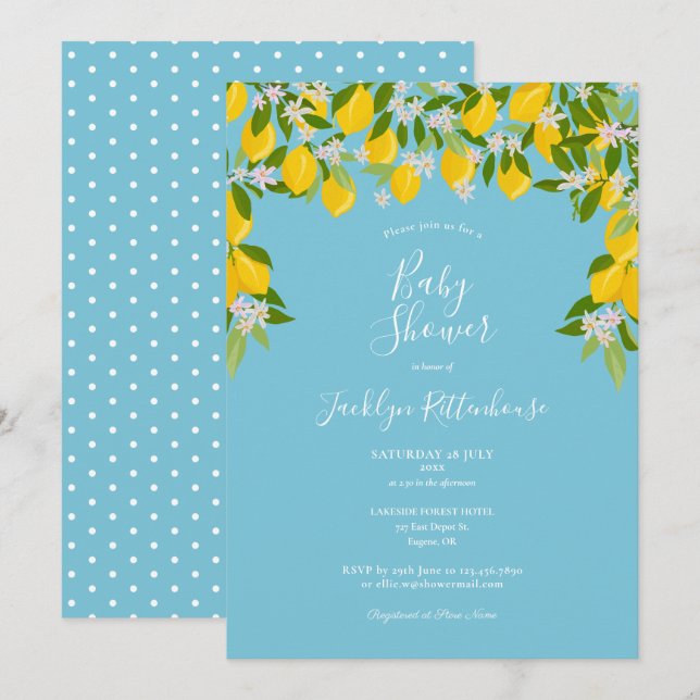 Invitation Fête de bébé aquarelle sur le thème de la floraiso (Devant / Derrière)