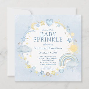 Invitation Fête de bébé arc-en-ciel aquarelle garçon