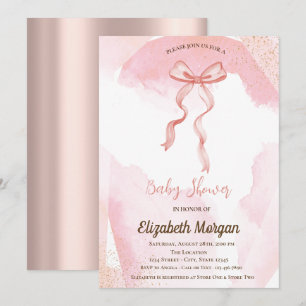 Invitation Fête de bébé Arc en ciel Aquarelle Rose Gold