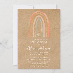 Invitation Fête de bébé arc-en-ciel Bohème rustique