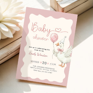 Invitation Fête de bébé arc-en-ciel Canard Oie Mignon