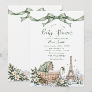 Invitation Fête de Bébé Arc-en-Ciel de Sage de Hiver Parisien
