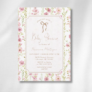 Invitation Fête de Bébé Arc-en-Ciel Fleurs de Glaïeul Rose Vi