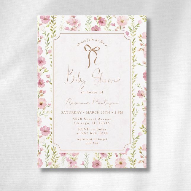 Invitation Fête de Bébé Arc-en-Ciel Fleurs de Glaïeul Rose Vi (Créateur téléchargé)