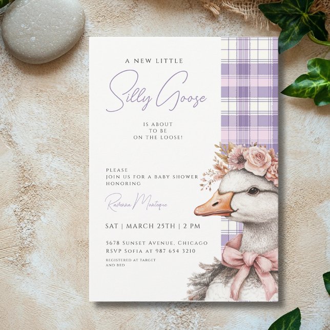 Invitation Fête de Bébé Arc-en-ciel Ruban à fleurs en Gingham (Créateur téléchargé)
