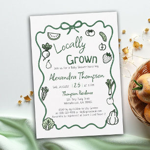 Invitation Fête de Bébé Arc Gribouillé Cultivé Localement