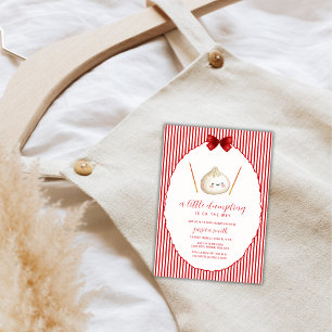 Invitation Fête de bébé arc moderne rouge Dumpling asiatique 