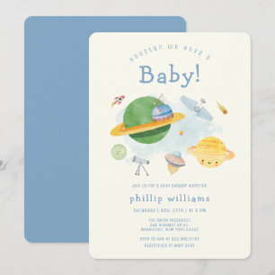 Invitation Fête de Bébé Astronaute de l'Espace Extérieur 