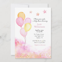 Fête de bébé au ballon rose et jaune aquarelle