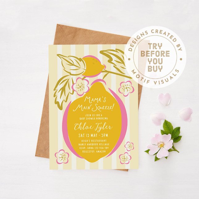 Invitation Fête de Bébé au Citron Mama's Main Squeeze (Créateur téléchargé)