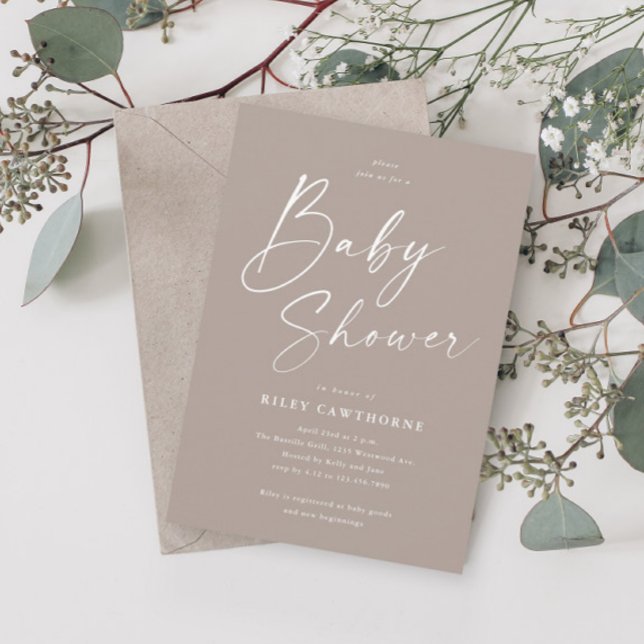 Invitation Fête de bébé au genre neutre avec écriture moderne (Créateur téléchargé)