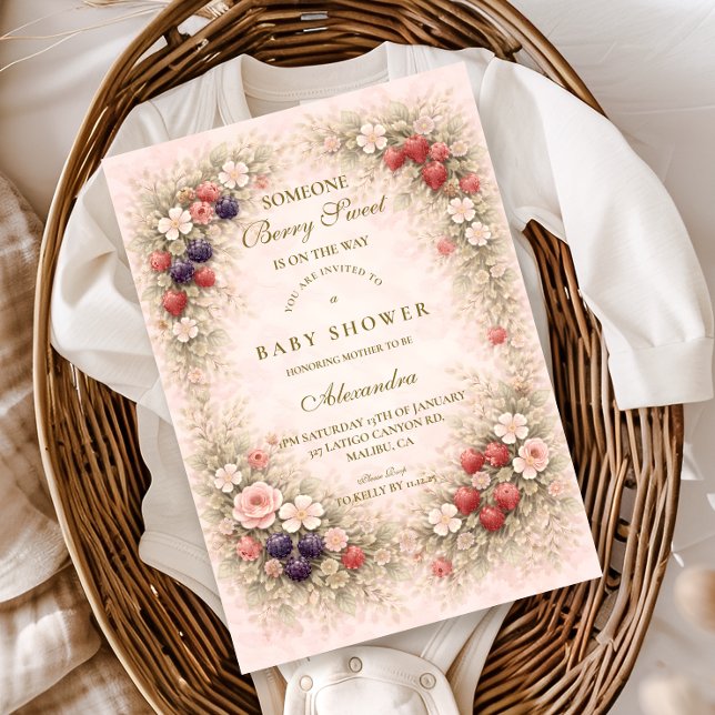 Invitation Fête de Bébé au Jardin de Baies Sauvages (Créateur téléchargé)