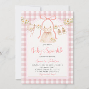 Invitation Fête de bébé au linge à linge rose à pois 