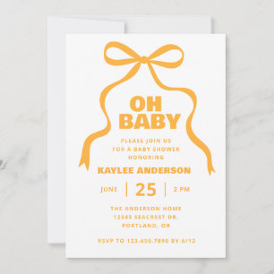 Invitation Fête de bébé au ruban jaune genre neutre
