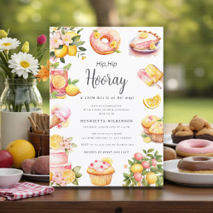 Invitation Fête de Bébé au Thème de Limonade à l'Aquarelle