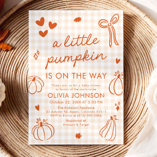 Invitation Fête de bébé automnale avec petite citrouille mign