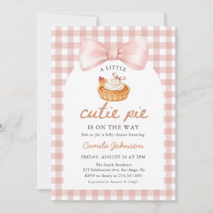 Invitation Fête de bébé automnale Bébé gâteau au ruban rose