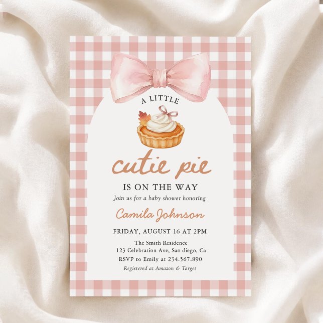 Invitation Fête de bébé automnale Bébé gâteau au ruban rose (Créateur téléchargé)