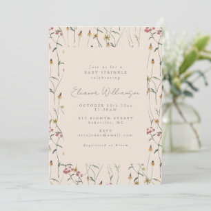 Invitation Fête de bébé automnale Bohème Fleurs sauvages