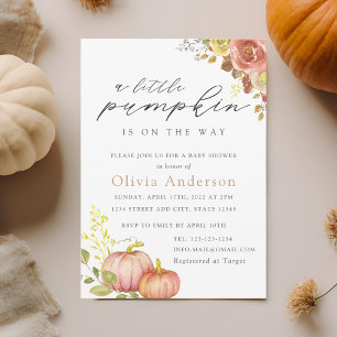 Invitation Fête de bébé automne genre neutre Petite Citrouill