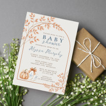 Fête de Bébé Automne Neutre Citrouilles Bleu Pouss