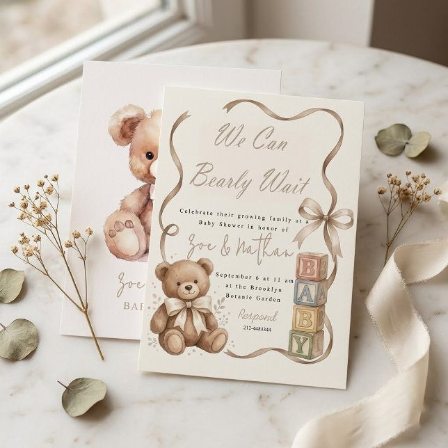 Invitation Fête de Bébé aux Blocs de Nounours (Créateur téléchargé)